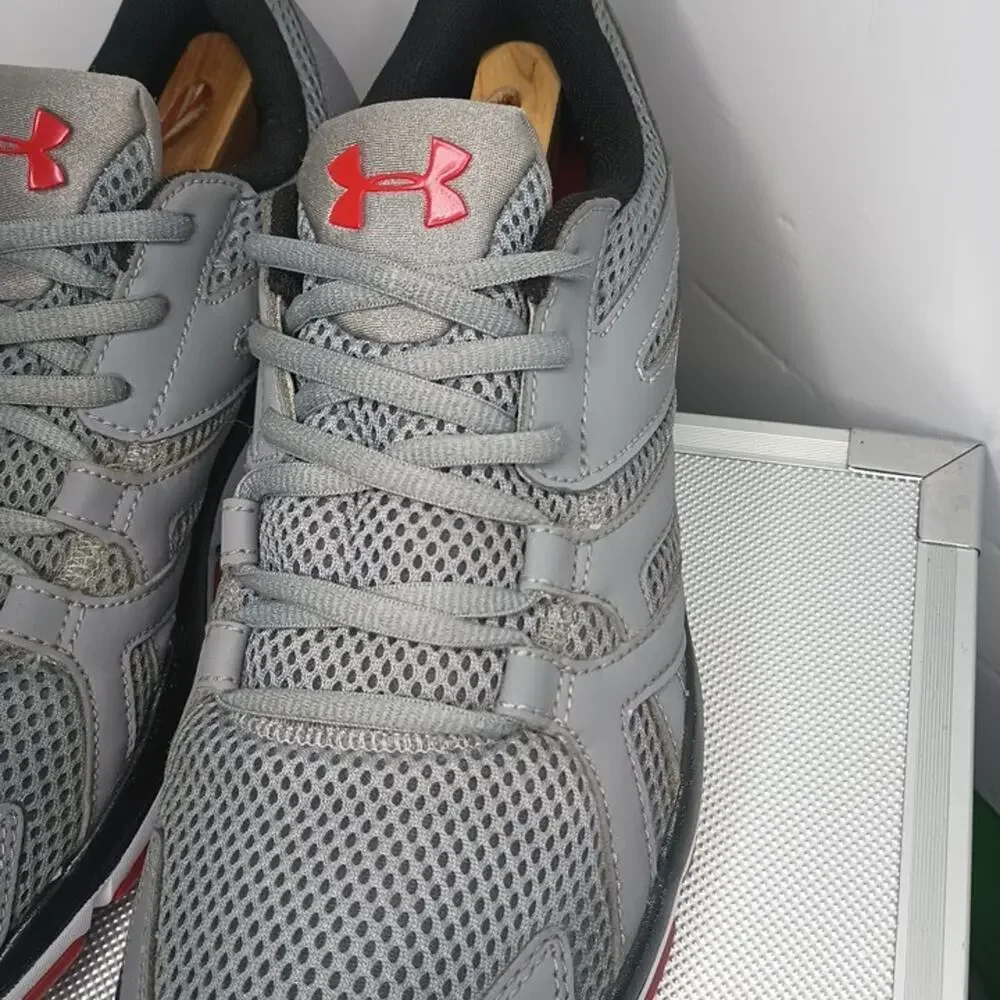 Under Armour Strive 6 Mens 11 Grey Red 1274408 Training Athletic Gym Sneakers
